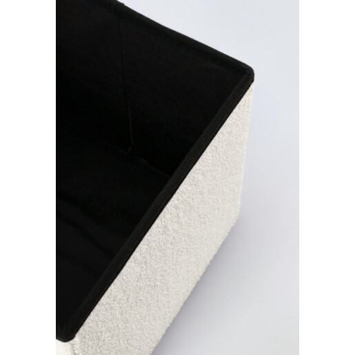 Taburet textil alb buclat Joris 38x38x38 cm