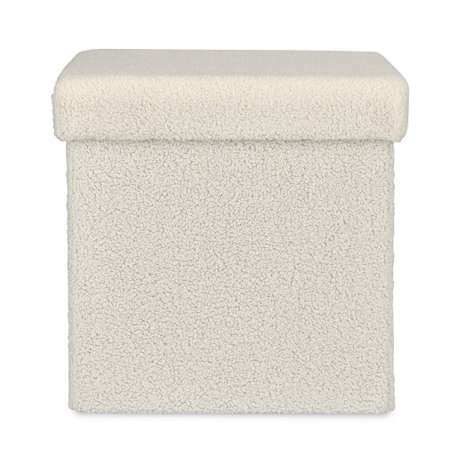 Taburet textil alb buclat Joris 38x38x38 cm