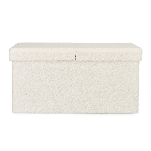 Bancuta textil alb buclat Joris 76x38x38 cm