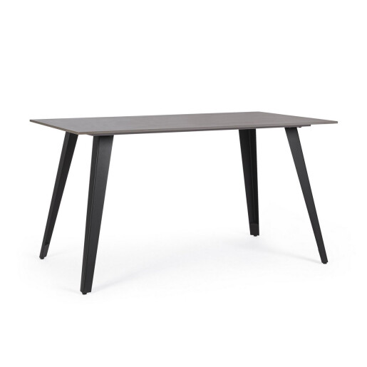 Masa otel negru blat maro Arjeta 140x80x76 cm