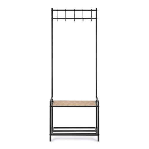 Cuier hol otel negru mdf maro 64,5x37,5x180h