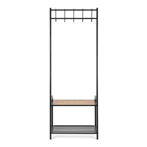 Cuier hol otel negru mdf maro 64,5x37,5x180h