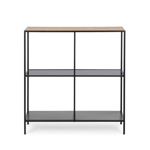 Consola otel negru mdf natur Haldor 82x33x85h