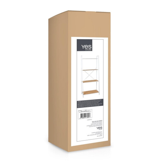 Raft otel alb mdf natur Haldor 60,5x36x150h