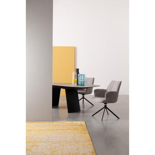 Set 2 fotolii otel negru textil gri deschis Alexander 62x64x92 cm