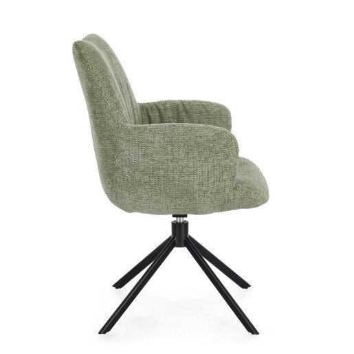 Set 2 fotolii otel negru textil verde olive Alexander 62x64x92 cm