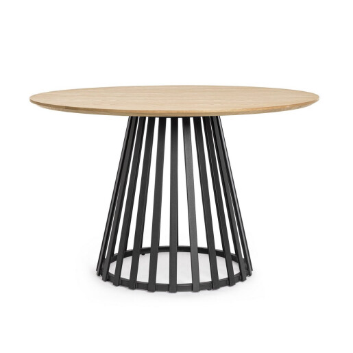 Masa rotunda otel negru mdf natur Cillian 120x76 cm