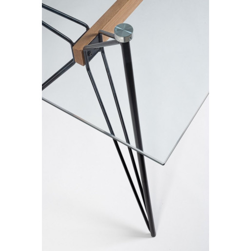 Masa cu picioare din fier negru si sticla Primary 160x80x75 cm