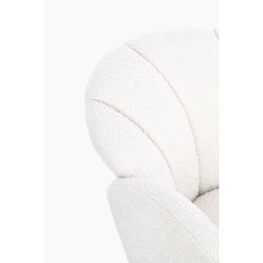 Fotoliu rotativ otel negru textil alb Chloe 70x71.5x78 cm