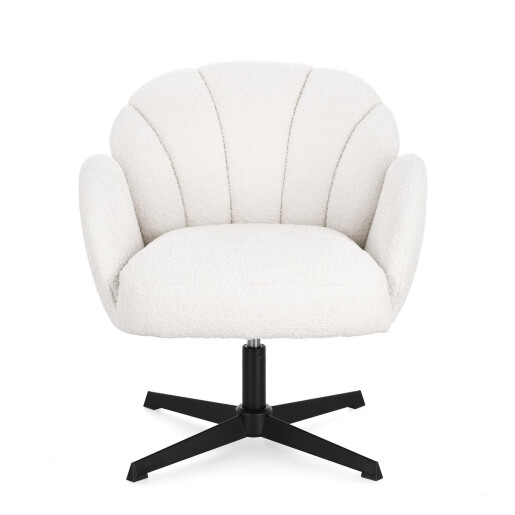 Fotoliu rotativ otel negru textil alb Chloe 70x71.5x78 cm