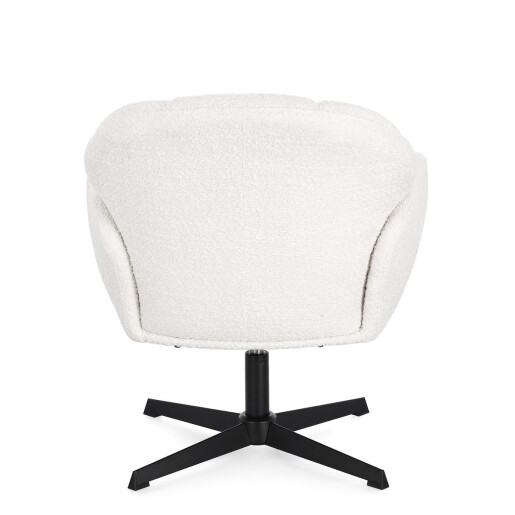 Fotoliu rotativ otel negru textil alb Chloe 70x71.5x78 cm