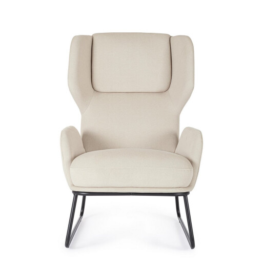 Fotoliu otel negru textil bej Ophelia 70x78.5x107 cm