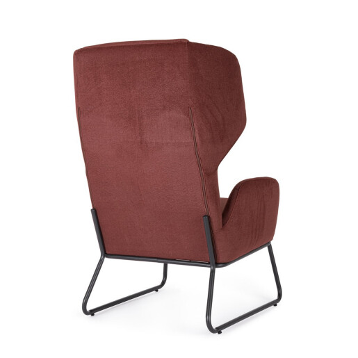 Fotoliu otel negru textil rosu rust Ophelia 70x78.5x107 cm