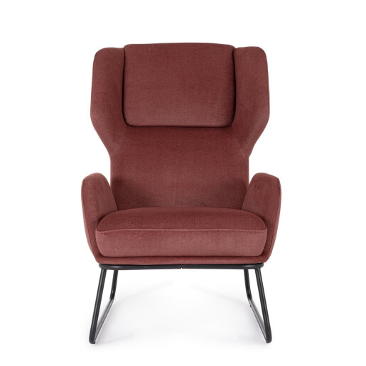 Fotoliu otel negru textil rosu rust Ophelia 70x78.5x107 cm