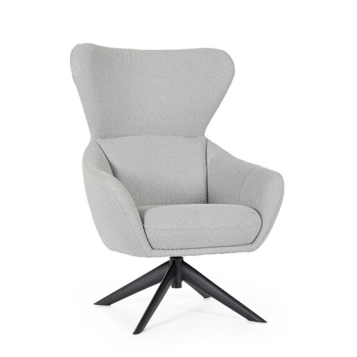 Fotoliu otel negru textil gri Hailey 75x80x110 cm