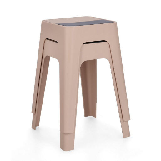 Set 4 tabureti polipropilena gri roz Hobbit 36.5x36.5x46.5 cm