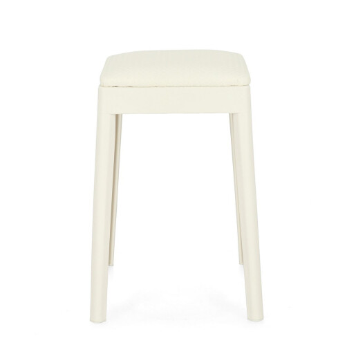 Set 4 tabureti polipropilena piele ecologica alba Scooby 34x34x49 cm