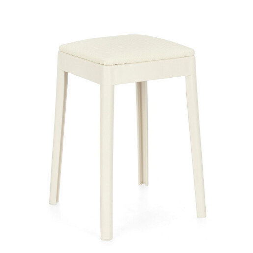 Set 4 tabureti polipropilena piele ecologica alba Scooby 34x34x49 cm