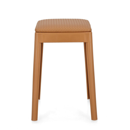 Set 4 tabureti polipropilena piele ecologica maro Scooby 34x34x49 cm