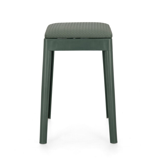 Set 4 tabureti polipropilena piele ecologica verde petrol Scooby 34x34x49 cm