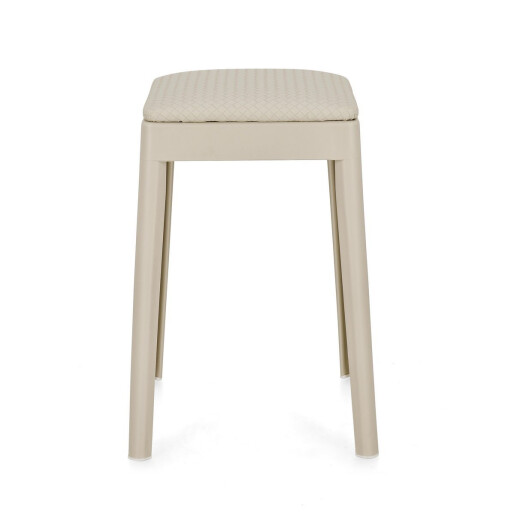 Set 4 tabureti polipropilena piele ecologica gri Scooby 34x34x49 cm