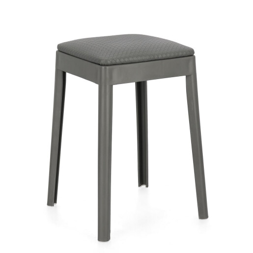 Taburet polipropilena piele ecologica gri inchis Scooby 34x34x49 cm