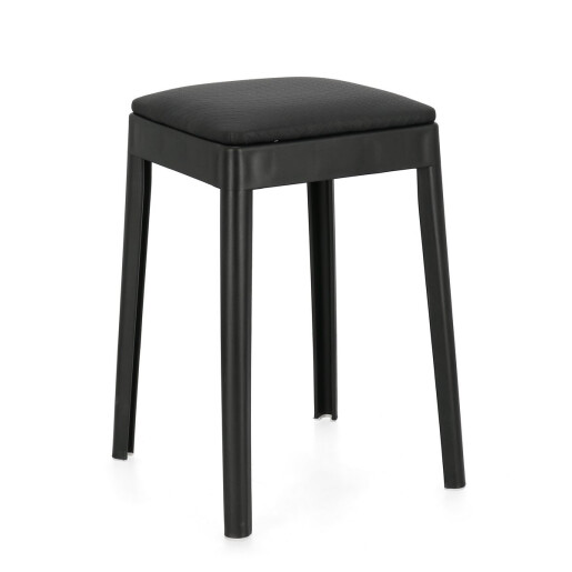 Taburet polipropilena piele ecologica neagra Scooby 34x34x49 cm