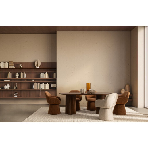 Fotoliu rotativ textil buclat caramiziu Antara 58x60.5x81.5h