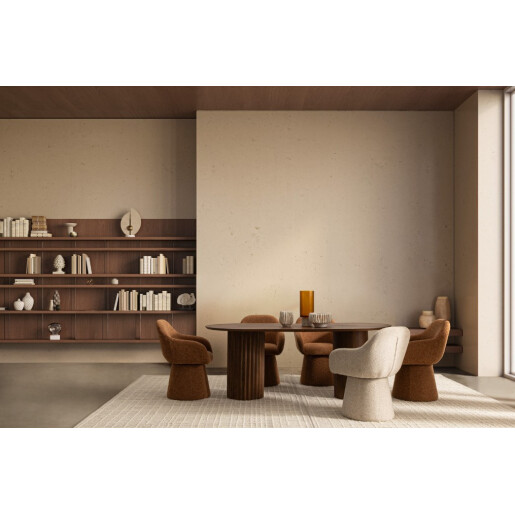 Fotoliu rotativ textil buclat bej Antara 58x60.5x81.5h