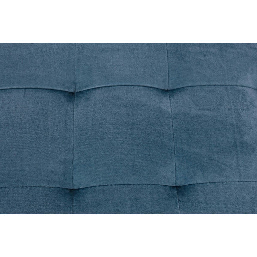 Set bancuta si 2 tabureti catifea albastra cu spatiu depozitare Bellville 89 cm x 48cm x 51 h; 40 cm x 40 cm x 40 h