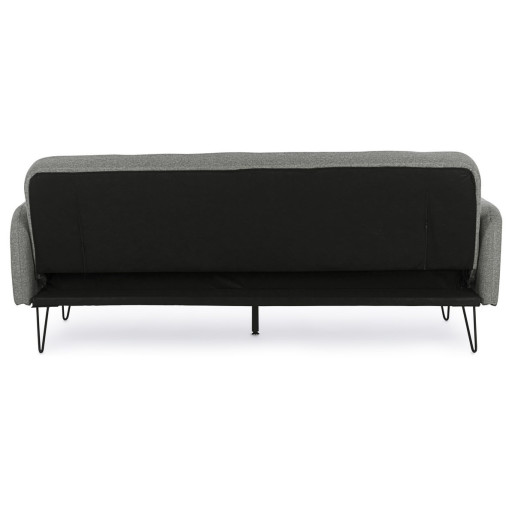 Canapea extensibila cu tapiterie textil gri si picioare fier negru Bridjet 200 cm x 82 cm x 81 cm x 43 h1 x 59 h2