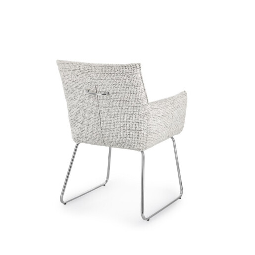 Set 2 scaune dining otel argintiu textil alb bej Evelyn 64x60x88h