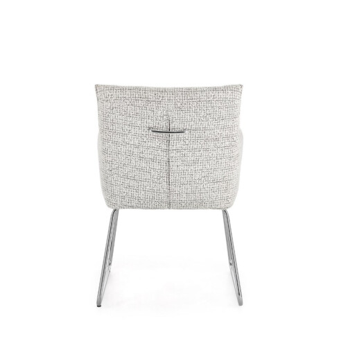 Set 2 scaune dining otel argintiu textil alb bej Evelyn 64x60x88h