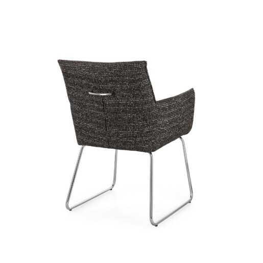 Set 2 scaune dining otel argintiu textil gri charcoal Evelyn 64x60x88h