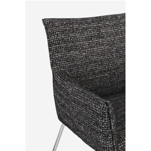 Set 2 scaune dining otel argintiu textil gri charcoal Evelyn 64x60x88h