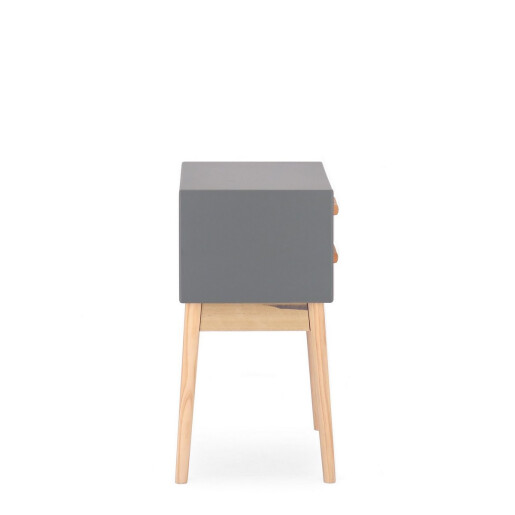 Noptiera lemn 2 sertare gri natur Ordinary 43x30x58.5 cm