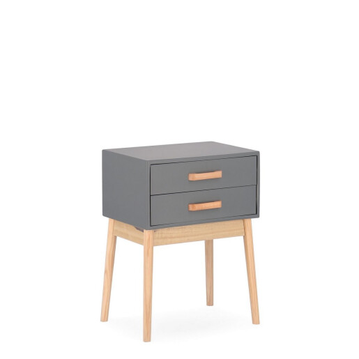 Noptiera lemn 2 sertare gri natur Ordinary 43x30x58.5 cm