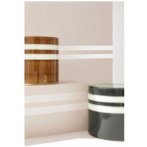 Masuta cafea ceramica maro alba Zalem Ø42x34h