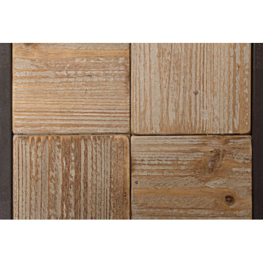 Taburet din fier maro cu sezut lemn natur Blocks 36x32x47 cm