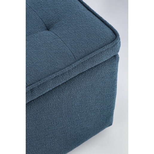 Set bancuta, 2 tabureti textil albastru Derrick 40x40x40 cm; 89x48x51 cm