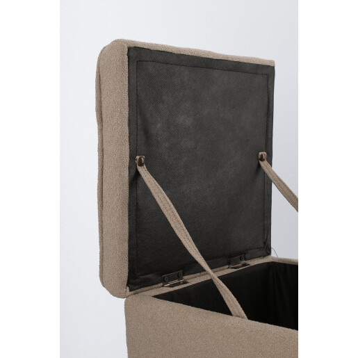 Set bancuta, 2 tabureti textil taupe Derrick 40x40x40 cm; 89x48x51 cm