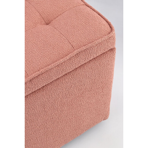 Set bancuta, 2 tabureti textil roz blush Derrick 40x40x40 cm; 89x48x51 cm