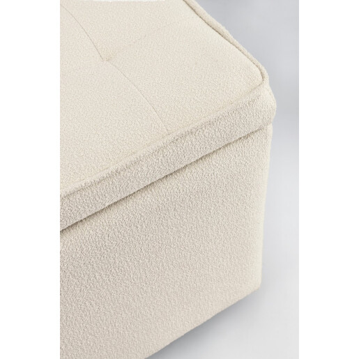 Set bancuta, 2 tabureti textil alb Derrick 40x40x40 cm; 89x48x51 cm