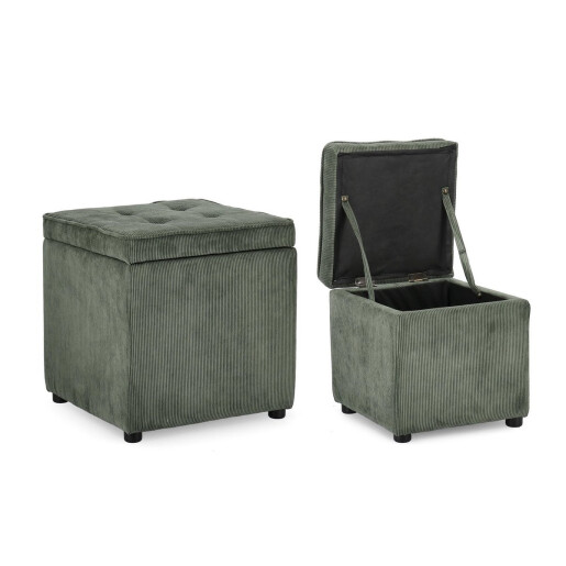 Set 2 tabureti textil verde Dylan 35x35x35 cm; 45x45x45 cm