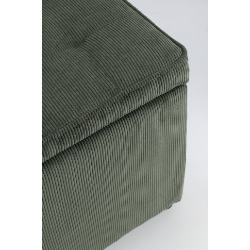 Set bancuta, 2 tabureti textil verde Derrick 40x40x40 cm; 89x48x51 cm