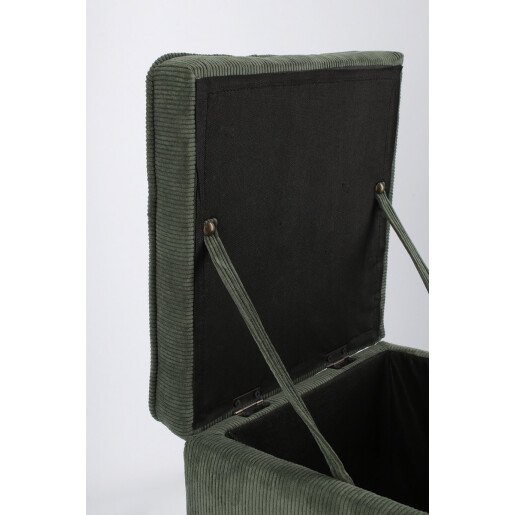 Set bancuta, 2 tabureti textil verde Derrick 40x40x40 cm; 89x48x51 cm