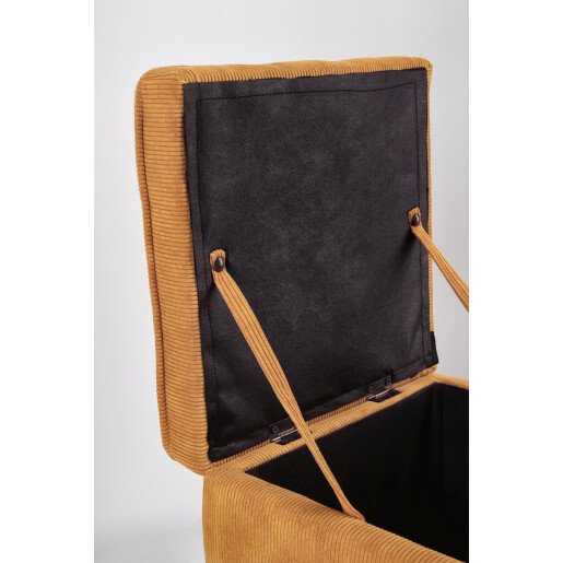 Set bancuta, 2 tabureti textil ocru Dylan 40x40x40 cm; 89x48x51 cm