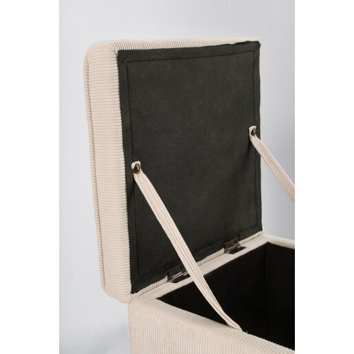 Set bancuta, 2 tabureti textil alb Dylan 40x40x40 cm; 89x48x51 cm
