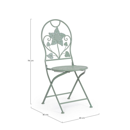 Set 2 scaune otel verde Harriet 40x40x94 cm