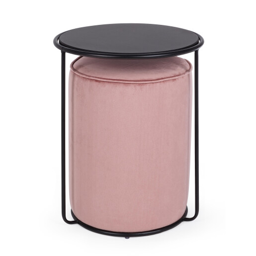 Masuta cafea si taburet gri roz prafuit Annika 40x50 cm, 32x42 cm